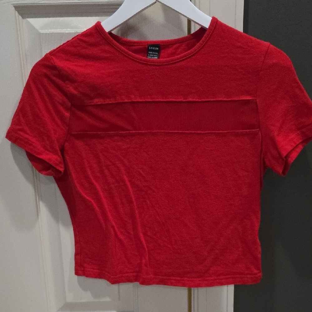 Red Shein Cropped T-Shirt